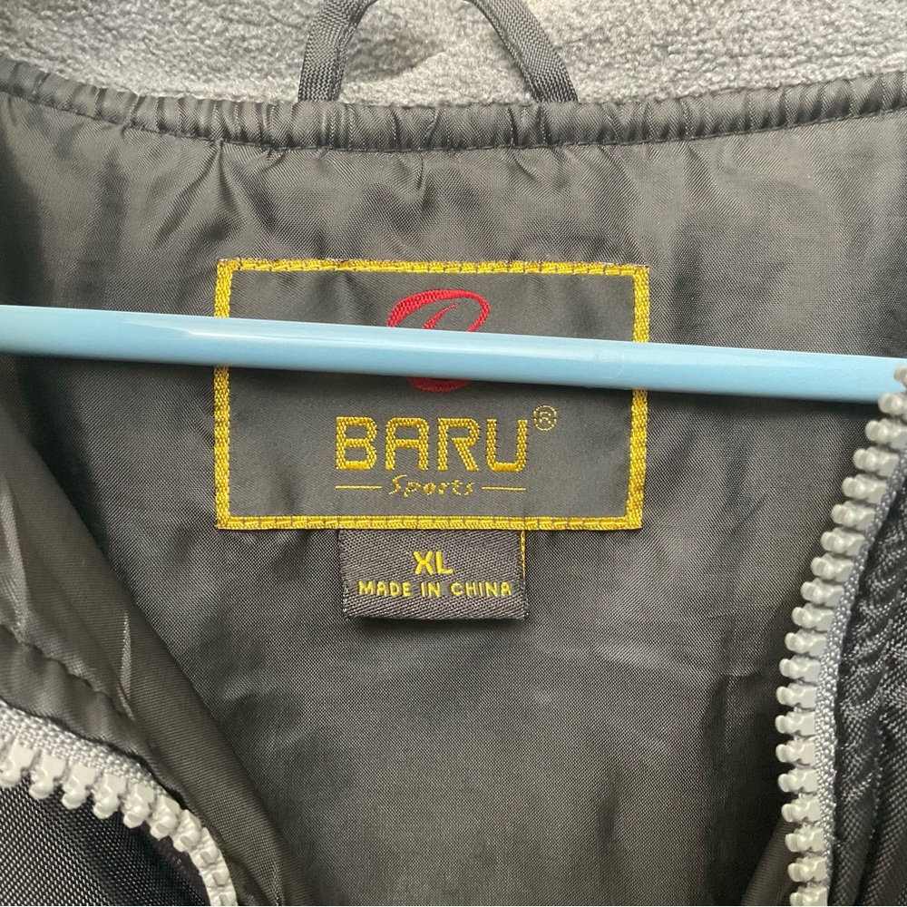 Baru Sports Grey Fleece Jacket Lined with Black Nylon Full Zip Size XL Men's - Picture 5 of 6